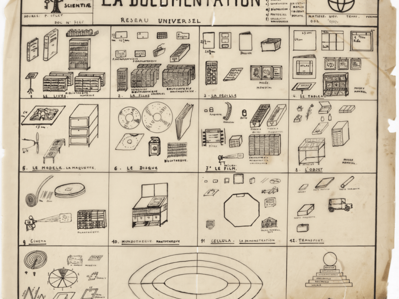 Planche de l'Encyclopedia Universalis Mundaneum consacrée à la documentation