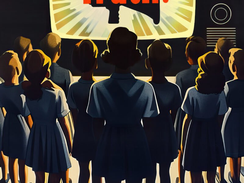 Image de personnes regardant un écran sur lequelle il est écrit "Thruth"